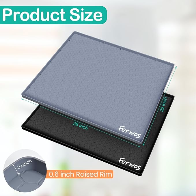 Waterproof Under Sink Mat 28" x 22", Silicone Cabinet Liner, Rubber Protector for Kitchen and Bathroom, Keeps Cabinets Clean, Dry, and Organized (Grey) - Image 2
