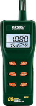 Extech CO250 Portable Indoor Air Quality CO2 Meter with Datalogger - Carbon Dioxide, Temperature, Humidity, Dew Point, Wet Bulb, NDIR Sensor, 99 Record Storage, Large LCD Display by Extech