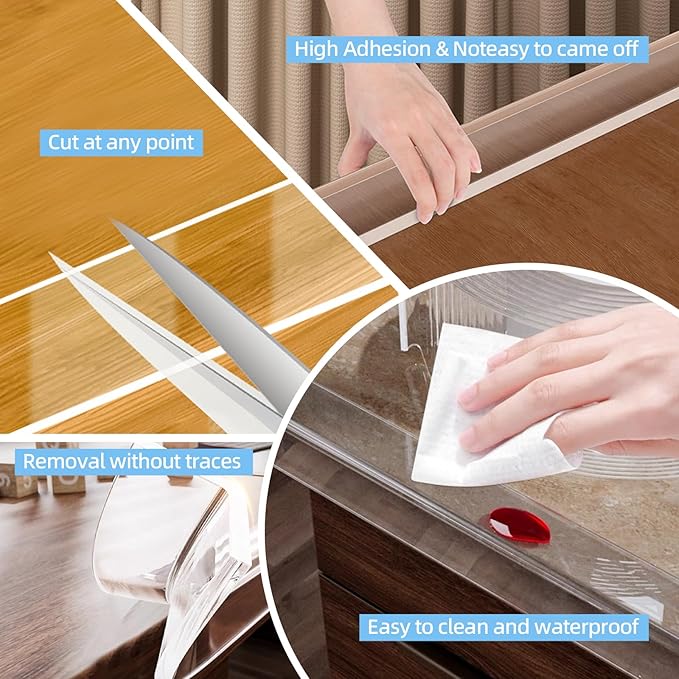 2 in x 16.4 ft,Clear Edge Protector Strip Sharp Edge Wrap Cover Tape with 6 Corners,Soft Corner Protectors Baby Proof, Furniture Corner Guard & Edge Safety, Edge Protector for Table and Fireplace - Image 6