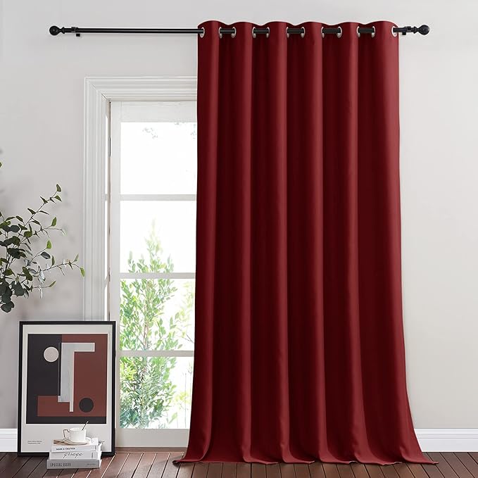NICETOWN Glass Door Curtain for Windows, Extra Wide Thermal Insulated Curtain Panel Room Darkening Curtain Drape for French Door (Burgundy Red, W80 x L95, 1 Piece) by NICETOWN