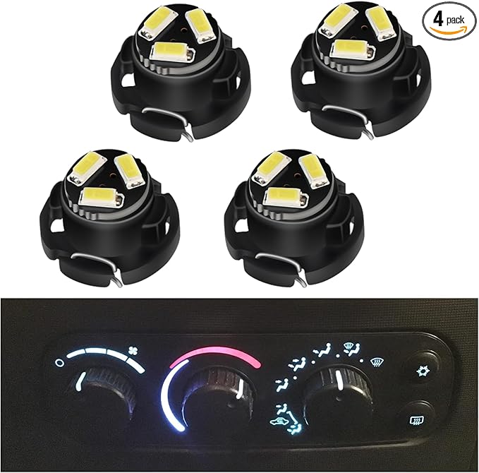 AC Climate Heater Control LED Lights Bulbs Kit replacement Compatible with 2002-2008 Dodge Ram 1500 2500 3500 Dakota (White), Pack of 4 by RAVSOFT