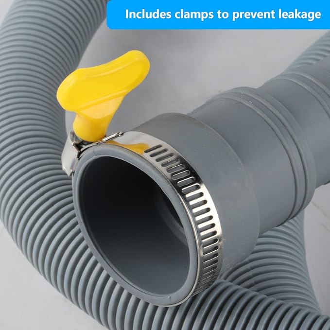 Washing Machine Drain Hose Extension Kit - Universal for Dishwasher, Washer, Dehumidifier - Flexible With 2 Clamps, 1U Holder (6.56 FT) - Image 3