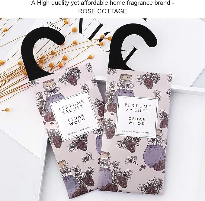 ROSE COTTAGE Large 12 Packs Cedar Wood Hanging Closet Deodorizer Air Freshener Long Lasting Scented Sachets Smell Goods for House - Image 8