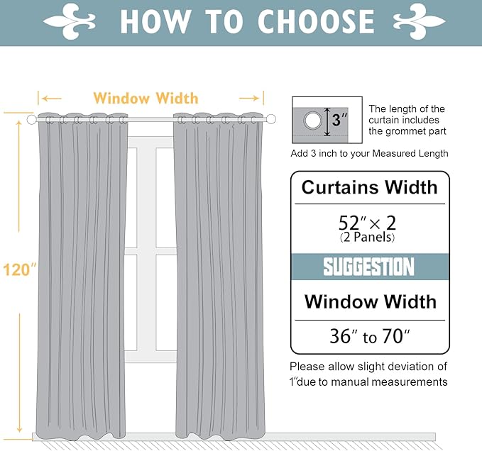 ChrisDowa Room Darkening Curtains 120 Inches Long 2 Panels Set for Living Room, Grommet Thermal Insulated Blackout Curtains for Bedroom (Sky Blue, 52 x 120 Inch) - Image 5