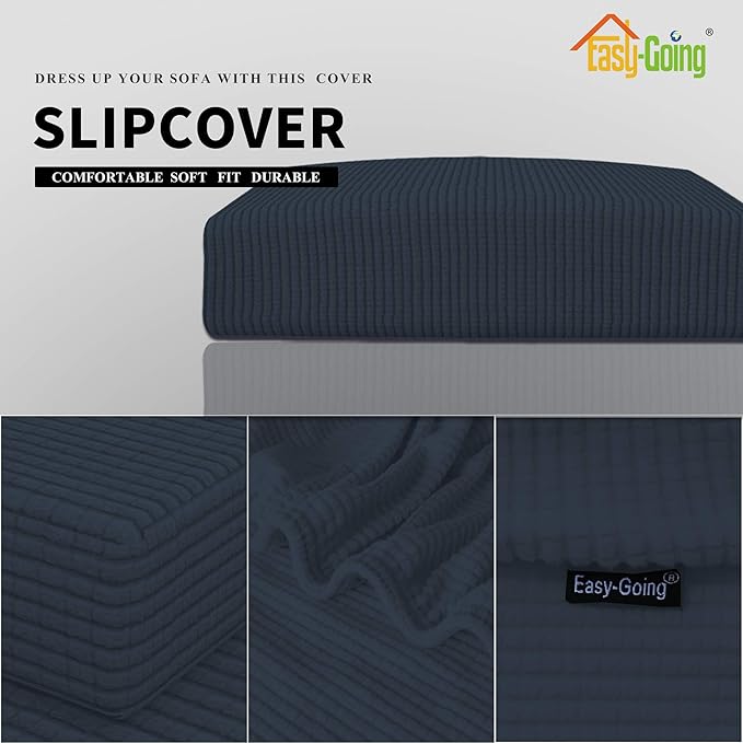 Easy-Going Stretch Cushion Cover Sofa Cushion Furniture Protector Sofa Seat Sofa Slipcover Sofa Cover Soft Flexibility with Elastic Bottom(Sofa Cushion, Dark Blue) - Image 3