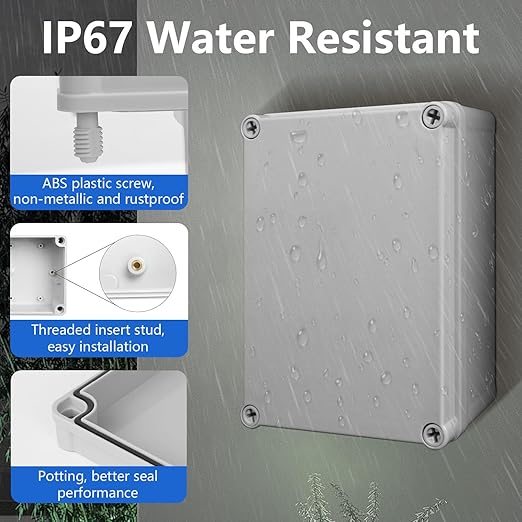 LeMotech Junction Box IP67 Waterproof Dustproof ABS Plastic Project Box for Electrical Outdoor Enclosure Gray 6.9 x 4.9 x 3.9 inch (175 x 125 x 100 mm) - Image 7
