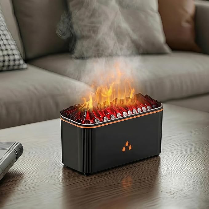 Essential Oil Diffuser, Flame Air Aromatherapy Diffuser, 7 Color Changing Light, Aromatherapy Humidifier with Auto Shut-Off for Home, Bedroom, Yoga, Spa(Black) by Unknown