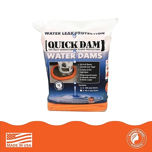 Quick Dam WUB210-2 Water Activated Flood Barrier – 10 ft, 2-Pack, Orange – Indoor Leak Protection, Absorbs 3.1 Gallons Each, Swells to 2.5" High - Image 2