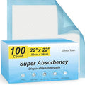 100 Count 22” x 22” Super Absorbency Disposable Underpads, Leakproof Quick Drying Disposable Pads for Baby, Puppy and Adults, Puppy Pads, Cat Pee Pads for Dogs, Potty Puppy Training Pads by Wowflash