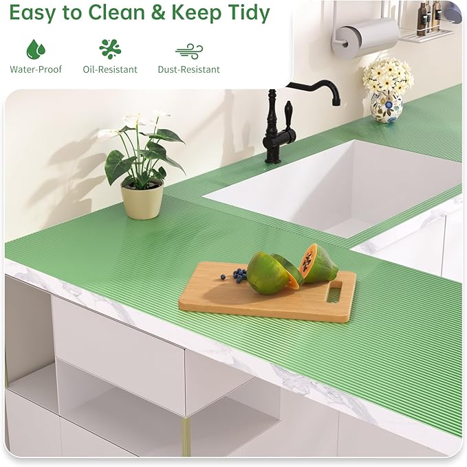 Shelf and Drawer Liner for Kitchen Cabinet, Non-Adhesive 18in x 360in Waterproof Durable Thickened EVA Material Easy-to-Cut Contact Paper Non Slip Mat for Refrigerator, Cupboard, Dresser - Image 4