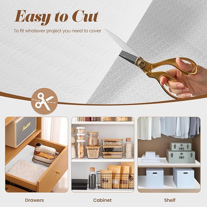 Drawer Shelf Liner for Kitchen Cabinets, Non Adhesive Slip Resistant Shelf Paper Easy to Clean, Strong Grip Thickened Waterproof Washable Mats for Pantry Shelves Cupboard Dresser(White, 12 in x 40 FT) - Image 5