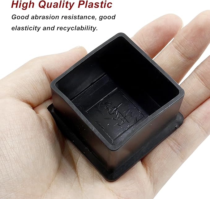 BokWin 4 Pcs Chair Leg Caps 1.6 Inch*1.6 Inch Square Furniture Floor Protectors Anti-Slip Plastic Sofa Table Chair Leg End Cap Cover(Black) - Image 3