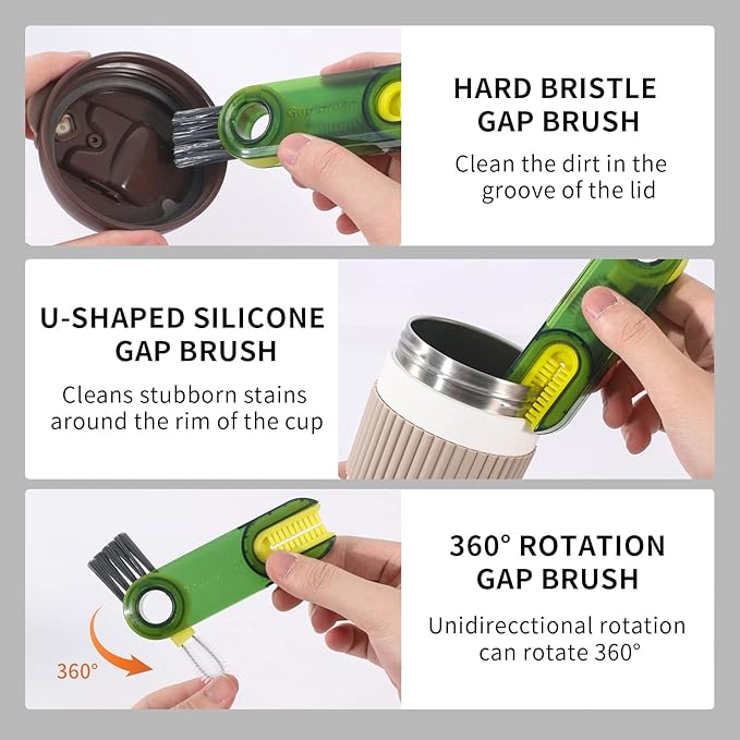 3 in 1 Cup Lid Gap Cleaning Brush Set, Multifunctional Insulation Bottle Cleaning Tools, Mutipurpose Tiny Silicone Cup Holder Cleaner, Home Kitchen Cleaning Tools (3Pcs Blue) - Image 2