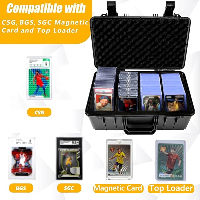 Graded Card Case - Storage Box for 120+ CSG, BGS, SGC, Top Loaders Graded Sports Trading Cards with 6 EVA Foam - Image 2