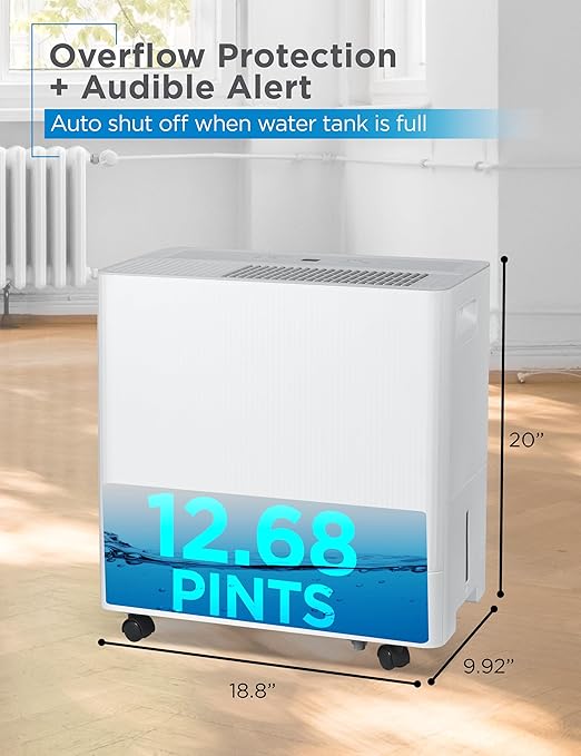 BLACK+DECKER 50-Pint Portable Dehumidifier with Built-in Pump, Dehumidifier with Pump for up to 4500 Sq. Ft., For Home and Large Spaces, Removable Bucket and Drain Hoses Included, BD50PMWSA, White - Image 4