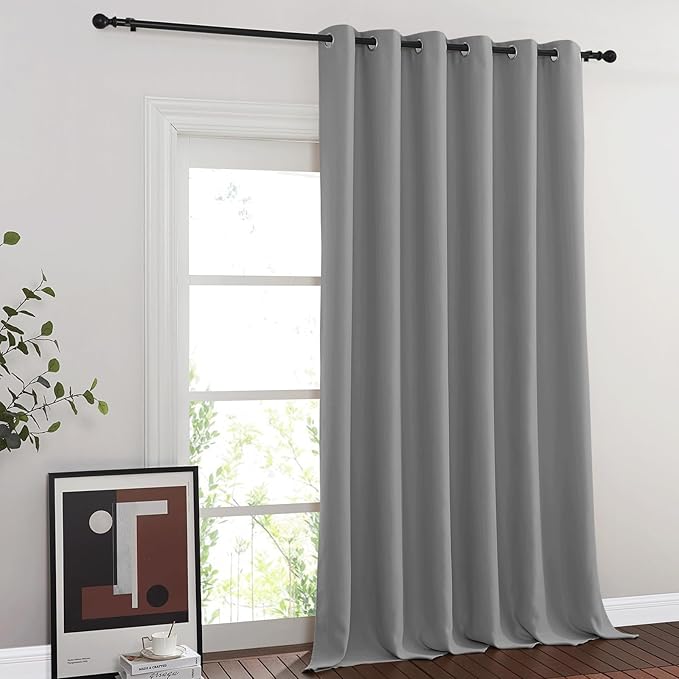 NICETOWN Blackout Silver Grey Sliding Door Curtains 90 inch Length, Thermal Insulated Grommet Room Darkening Window Treatments for Bedroom/Living Room, 1 Panel, W80 x L90 - Image 2