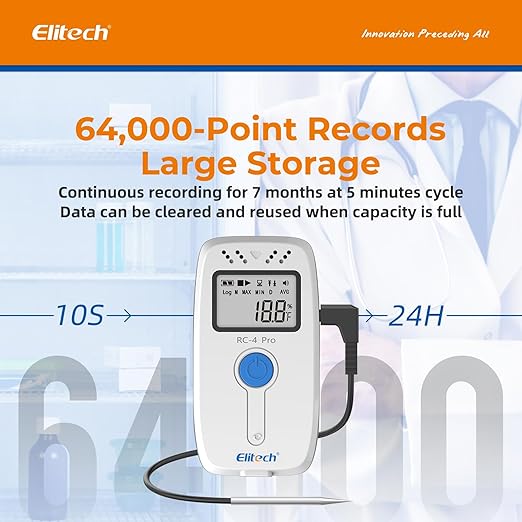 Elitech Digital Temperature Data Logger Medical Refrigerator Thermometer Vaccine Fridge Temperature Monitor, RC-4, 10 Pack - Image 3
