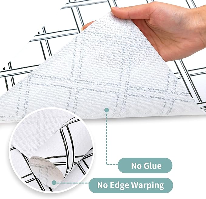 Drawer and Shelf Liner for Kitchen Cabinet: 17 in X 20 Ft Non Slip Waterproof Shelf Paper Non Adhesive Refrigerator Liners Black and White Squares Easy Liners for Bathroom - Image 9