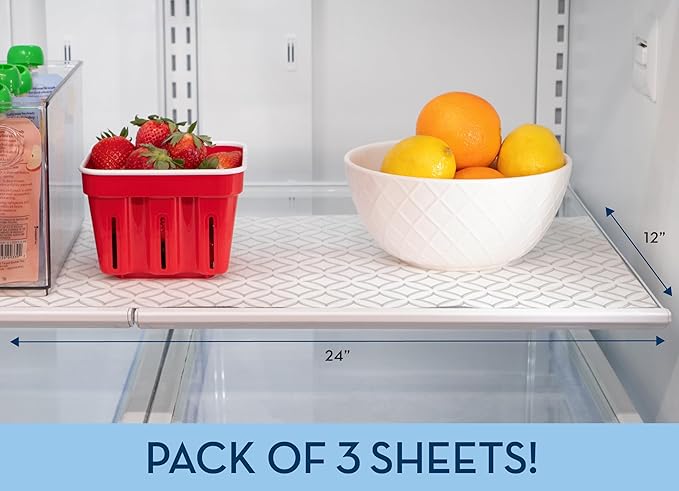 S&T INC. Fridge Liners, Shelf Liners for Kitchen Cabinets and Storage Bins, Non Adhesive Refrigerator Liners, Washable and Absorbent, 12 Inch x 24 Inch, Round Diamonds, 3 Pack - Image 6