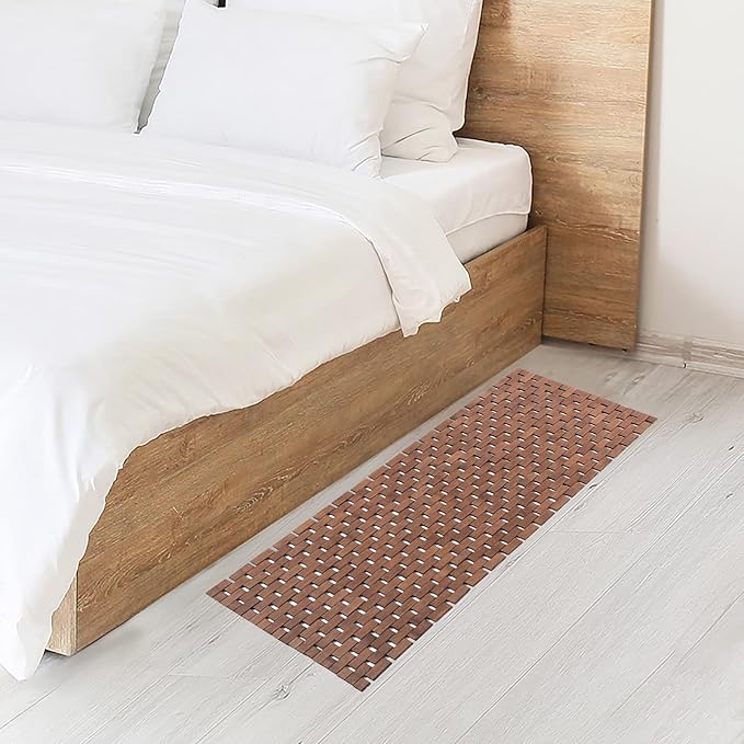 Bath Mat Bathroom Runner Long Large Rugs Floor Wood Shower Bathtub Waterproof Non Slip Accessories 16x48 Inch Easy to Clean, Walnut, 1 pc - Image 5