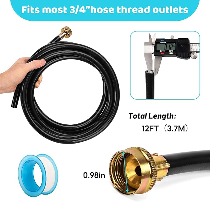 Dehumidifier Drain Hose 3/4 Inch FHT, 12 Ft,with Premium Brass Connectors to Prevent Water Leakage, Drain Hose Compatible with Most Brands of Dehumidifiers - Image 2