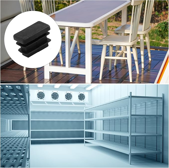 METALLIXITY Rectangle End Caps (20 x 10mm) 16Pcs, Plastic Rectangle Tube Inserts Threaded End Blanking Caps Protector - for Furniture Table Chair Legs, Black - Image 3