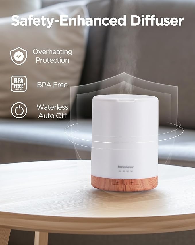 InnoGear 300ML Essential Oil Diffuser, Premium 5-in-1 Ultrasonic Aromatherapy Diffusers Scent Humidifier Aroma Diffuser Vaporizer Auto-Off Timer for Room Office Home, Yellow, Medium - Image 4