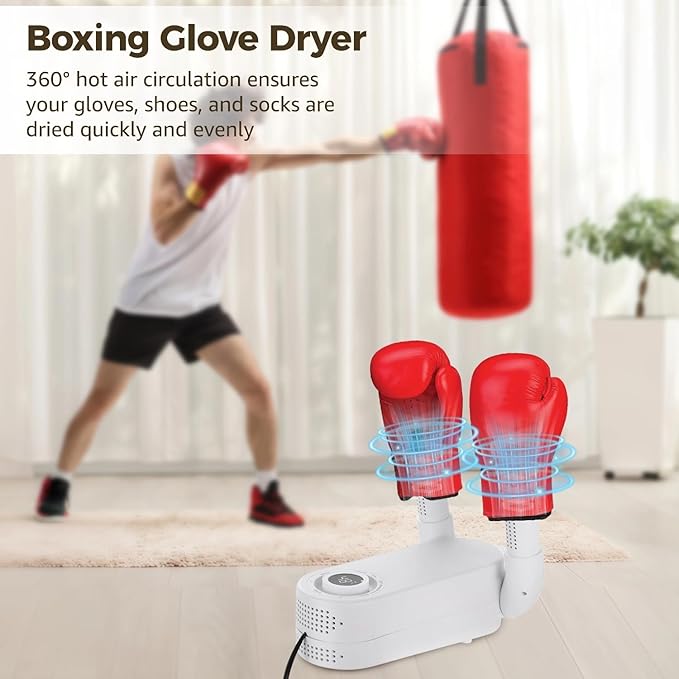 Boxing Glove Dryer with Intelligent Timer, Portable Boot Shoe Dryer with 360° Hot Air, Foldable Design for Gloves, Shoes, Socks - Image 2