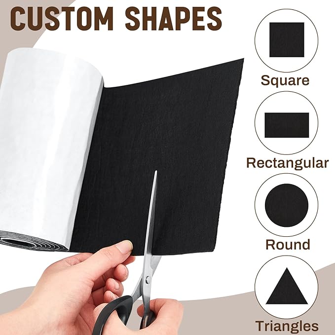 Large Felt Furniture Pads 5 x 120 Inch Non Slip Self Adhesive Heavy Duty Cuttable Strip Roll Felt Sheet Tape for Protecting Hardwood Floors Chair Wall, Black - Image 4