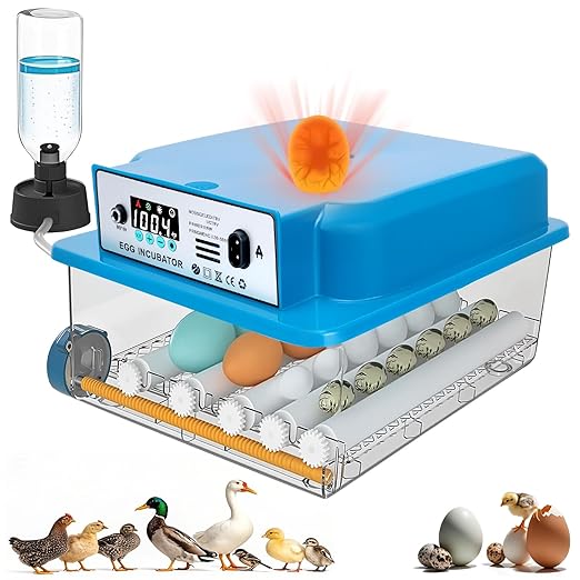Automatic Egg Incubator 16 Egg Incubators for Hatching Eggs with Temperature Control Humidity Control and Display for Goose Chicken Duck Quail Pigeon Eggs Auto Turner, Blue by ZtexkeeHomeFurniture