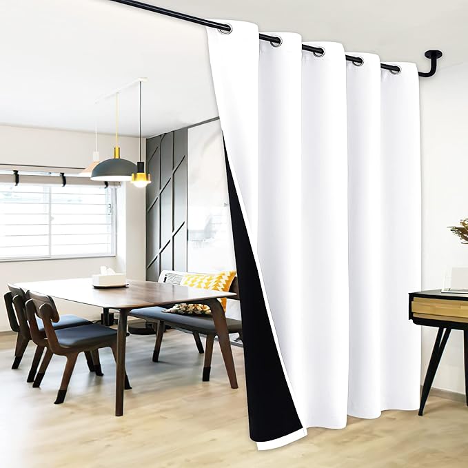 NICETOWN Room Seperating Divider, Room Divider Curtain Screen Partition, Function Thermal Blackout Patio Door Curtain Panel, Sliding Door Insulated Curtains for Patio, White, 108" Tall x 70" Wide by NICETOWN