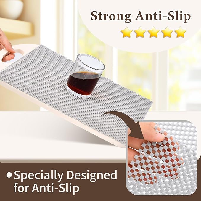 Shelf Liners for Kitchen Cabinets Non Adhesive Shelf Liner Paper Non-Slip Thickened Drawer Liner Easy to Clean for Tool Box Refrigerator Grey 17.3 x 236.2 in - Image 2
