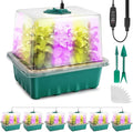 Seed Starter Tray with Grow Light, 6pcs Seed Starter Kits with Light and Humidity Domes, Timing Controller & Adjustable Brightness & 3 Light Mode, Indoor Seedling Starter Plant Germination Trays by Ourhom