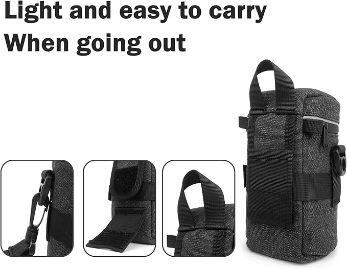 Camera Lens Case Lens Bag Compatible (3.15" x 5.71"(Canvas, Black)) - Image 6