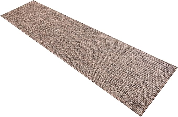Unique Loom Outdoor Solid Collection Area Rug (2' x 8' Runner Light Brown/Ivory) - Image 3