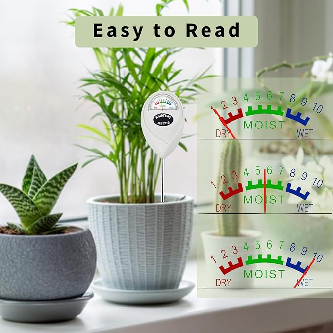 Soil Moisture Meter, Plant Water Meter Soil Meter Moisture Sensor Hygrometer for Indoor Outdoor Plant Care,No Battery Needed(White) - Image 3
