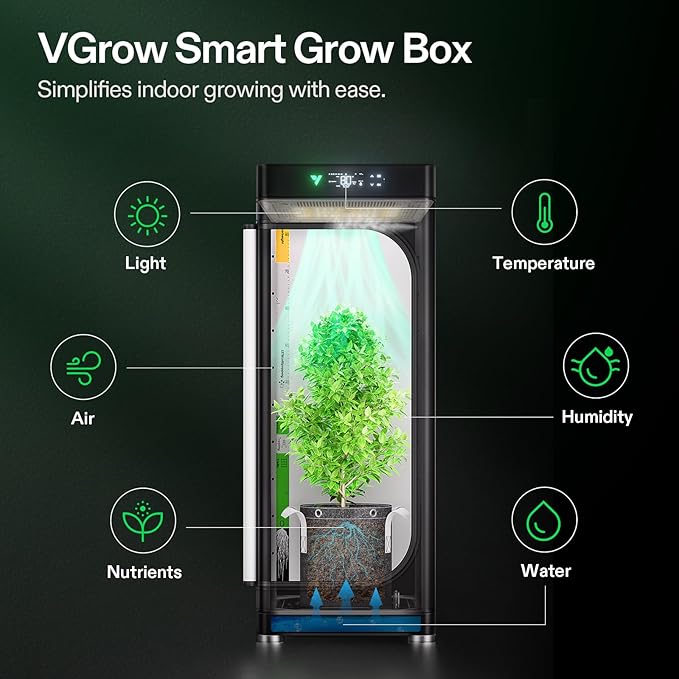 VGrow All-in-One Smart Grow Box, Professional System with Samsung LM301H EVO Grow Light, Advanced Circulation & Ventilation System, Irrigation, Nutrient, Magnetic Window for Indoor Hydroponics - Image 2