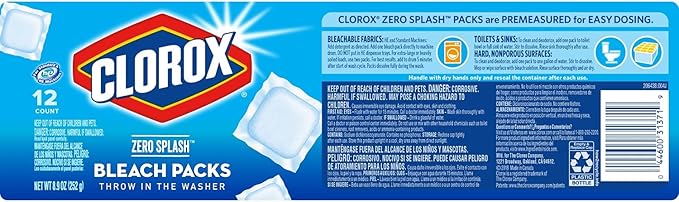 Clorox Zero Splash Bleach Packs - Laundry Pods, 4 Pack, Regular scent, Tablet form - Image 7