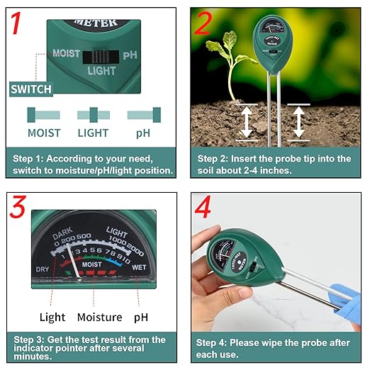 2 Packs Soil Moisture Meter, 3 in 1 Soil Tester Tool, Plant Water Monitor, Soil Hygrometer Sensor for Gardening, Farming, Indoor and Outdoor Plants, No Batteries Required (Black & Green) - Image 5