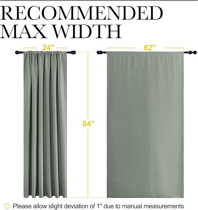 NICETOWN 2 Panels Blackout Curtains, Rod Pocket Thermal Insulated Drapes 84 inches Long, Easy-Care Modern Home Decoration Sunshades for Guest Room, Living Room, Office, 62 x 84 Inch, Greyish Green - Image 6