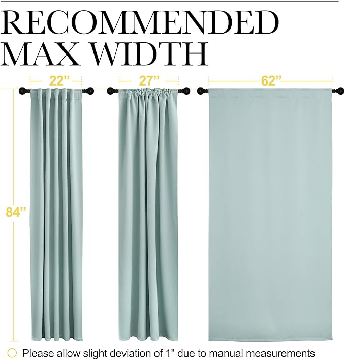 NICETOWN Blackout Curtain Panels Window Draperies - (Aqua Blue Color) 62x84 inch, 2 Pieces, Insulating Room Darkening Blackout Drapes for Doorway Shower Bathroom Laundry Room Bifold Door - Image 7