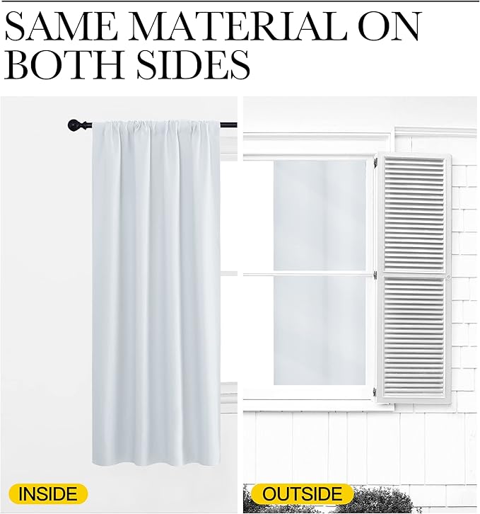 NICETOWN Greyish White Window Curtain Panels - Thermal Insulated Rod Pocket Room Darkening Curtain Sets for Bedroom (2 Panels, 34 by 63) - Image 7