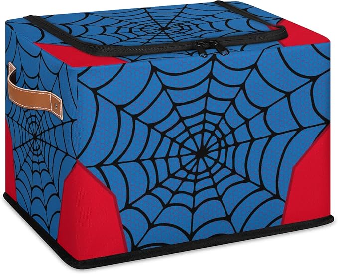 Storage Bin, Collapsible Fabric Storage Boxes with Lids for Organizing, Blue Spider Web Stackable Closet Organizers and Storage Cube Basket for Home, Office, Bedroom (2 PACK) - Image 2