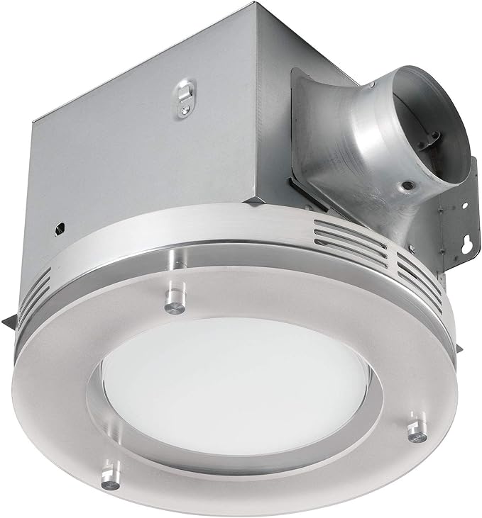 Homewerks 7117-02-HW Bathroom Fan Integrated LED Light Ceiling Mount Exhaust Ventilation 1.5 Sones 80 CFM, Frosted - Image 2