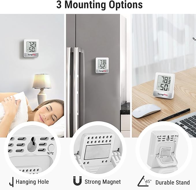TempPro TP49 4 Pieces Digital Hygrometer Indoor Thermometer Humidity Meter Mini Hygrometer Thermometer with Temperature and Humidity Monitor Room Thermometer (Previously ThermoPro) - Image 5