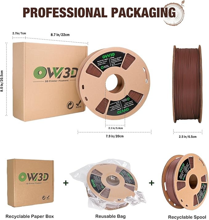 OVV3D Wood PLA Filament 1.75mm, Cherrywood Filament 3D Printer Filament, Add More Than 30% Real Wood Fiber, Matte Frosted 3D Filament, 1.75 PLA 3D Printing Filament - Image 7