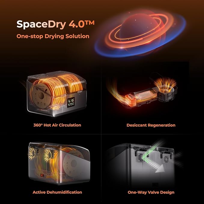 Creality Space Pi X4 Filament Dryer Box, New Upgrade 4-Spool 3D Printer Filament Storage with Dual Heating Chambers, 200W Fast Heating Up to 85℃, for PLA, PETG, ABS, TPU, Nylon, PC - Image 8