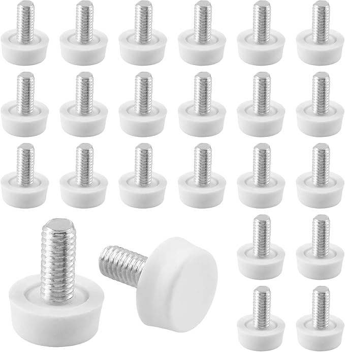 Biaungdo 24 Pcs Adjustable Furniture Levelers, M6x15 mm Ajustable Leveling Feet Screw On Furniture Glide Foot Levelers for Table, Chair, Cabinet, Furniture Legs, White by Biaungdo