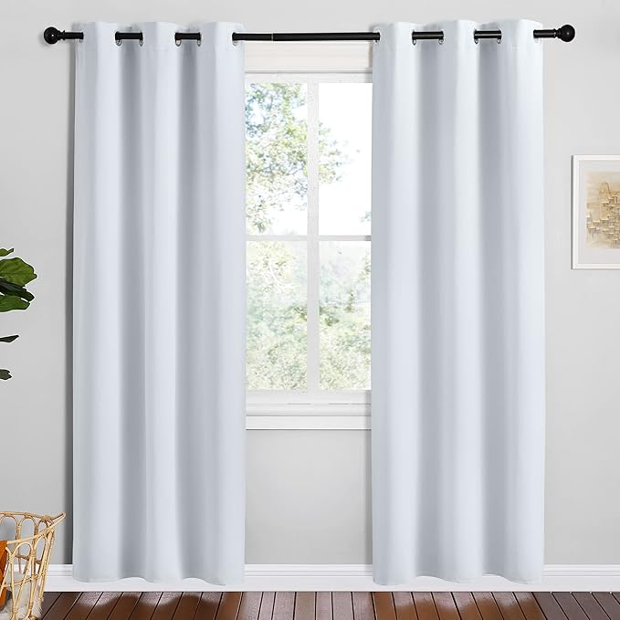 NICETOWN Room Darkening Draperies Curtains Panels, Greyish White, 2 Panels, 42 by 78, Window Treatment Thermal Insulated Grommet Room Darkening Curtains/Drapes for Bedroom by NICETOWN