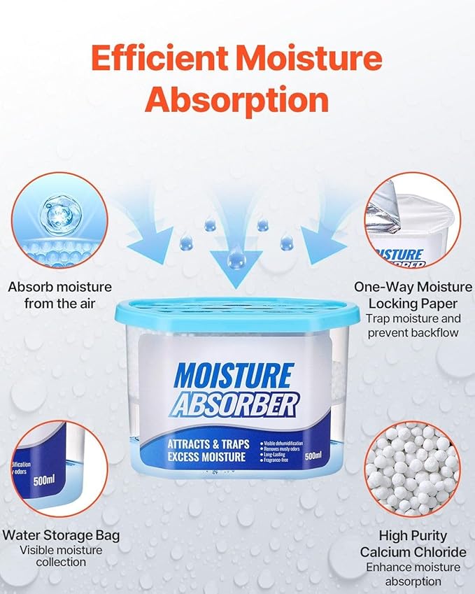 6 pieces of fragrance free moisture absorbing box,10.8 ounces portable dehumidification,navy blue design,suitable for multiple scenarios in bathroom/wardrobe/car,efficient moisture resistance - Image 2